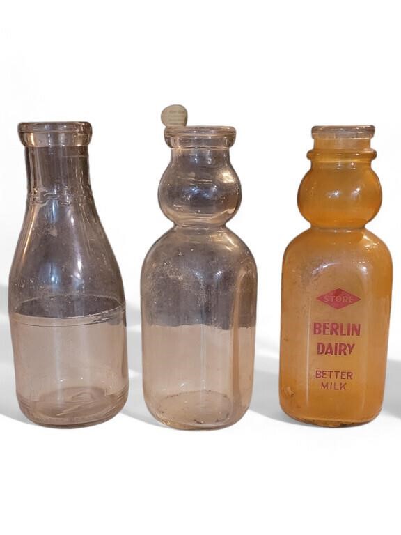 (3) antique milk bottles