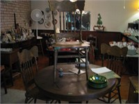 Oak pedestal table with chairs