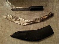 Vintage Knife and Kukri with sheath, Kukri marked