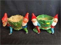 Two Ceramic Gnome Form Planters