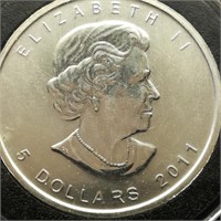 2011 CANADA $5 SILVER COIN MAPLE LEAF