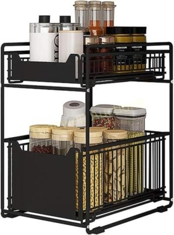 2 Tier Under Sink Storage  17x11x14.5 Black