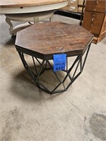 Octagon Wooden Top / Metal Base End Table