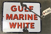 "Gulf Marine White" Metal Sign