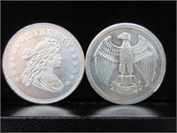 2 silver 1oz .999 rounds - 2 troy ounces total