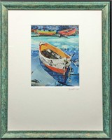 Framed Cindy Burkett Safe Harbor Rowboats LE Print