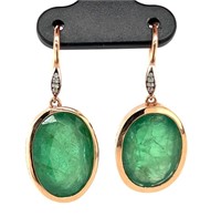 18ct r/g emerald earrings