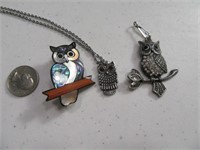 (3) Owl Themed Jewelry Necklace~Pendant~Pin