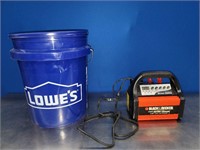 Smart Battery Charger and Lowe's Blue Bucket