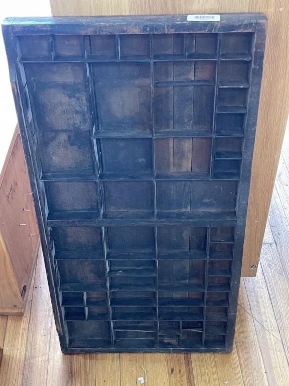 Antique Large Wooden Printers Tray