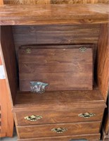 Older entertainment center with two drawers