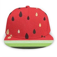 antkondnm Watermelon Fruit Pattern Flat Brim Baseb