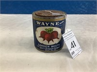 Vintage Wayne Brand Garden Beets Can