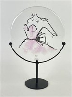 Kosta Boda Handpainted Fashion Disk w/ Stand