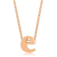 Rose Goldtone Initial Small Letter E Necklace