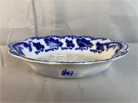 Vintage Johnson Bro. 9'' Blue And White Vegetable