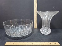 Cut Glass Serving Bowl And Vase