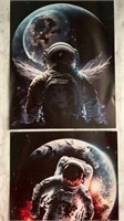 2 astronaut prints on canvas 9.5 x 7.75