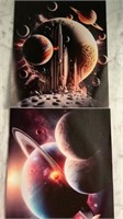 2 beautiful planet canvas prints 9.5 x 7.75