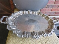 Footed Silver Plated Serving Tray 23 x 16"