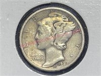 1939 Mercury Silver Dime (90% silver)