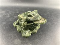 Jadeite Chinese lucky frog with coin about 3 1/4"