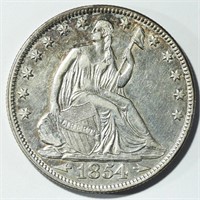 1854 ARROWS SEATED LIBERTY HALF XF