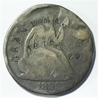 1858-O SEATED LIBERTY HALF COUNTERSTAMP