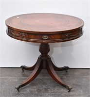 Duncan Phyfe Style Leather Top Drum Table