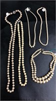 Lot of 5 faux pearl necklaces with sterling clasps