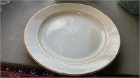 23- 13" Ivory Serving Plate With Gold Trim