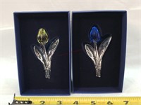 2- 3.5" Swarovski Crystal Tulips