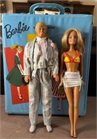 J - BARBIE & KEN DOLLS W/ CASE (L105)