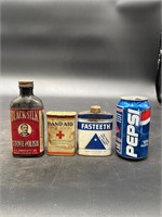 LOT OF 3 ADVERTISING CANS AND BOTTLE