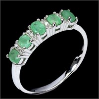 Natural Oval Colombian  Emerald Ring