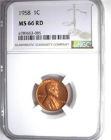 1958 Cent NGC MS66 RD