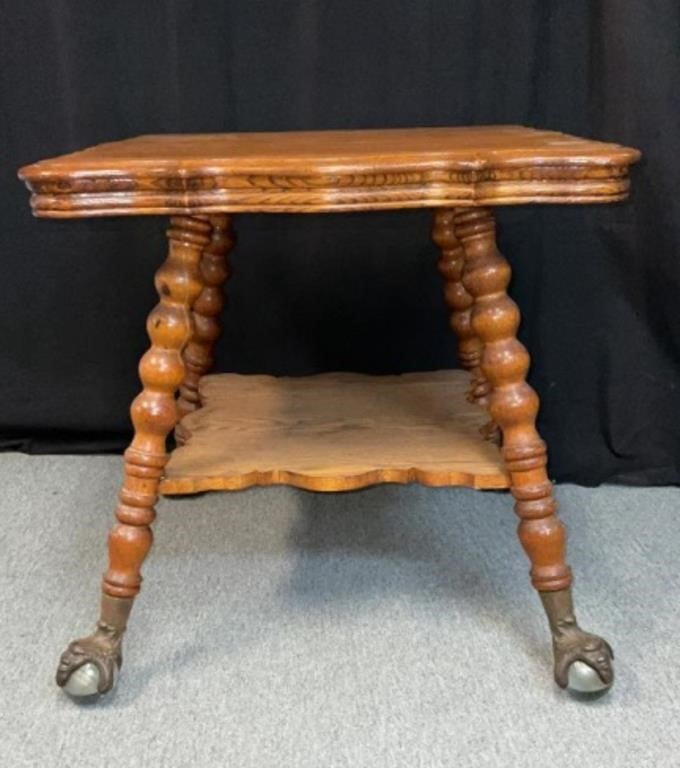 Antique Oak Victorian Ball & Claw Foot Table