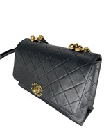 CC Black Quilted Leather Three-Quarter Flap Bag
