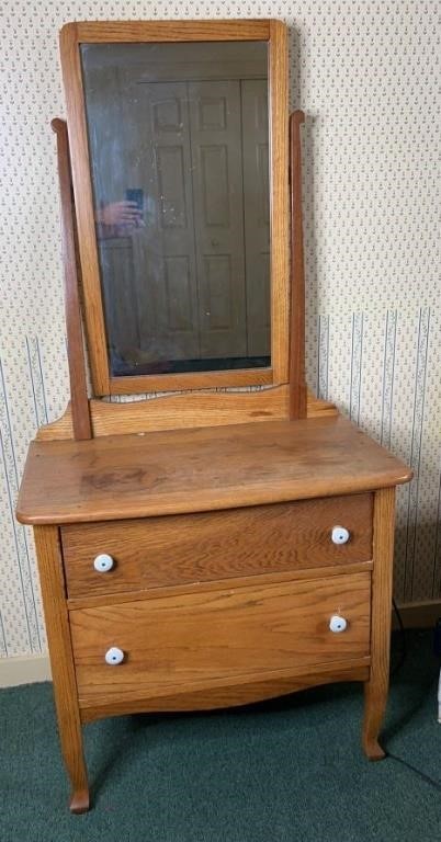 Vintage Oak Dresser Vanity