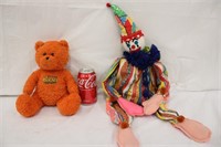 Vintage Clown Doll & Reese's Teddy Bear