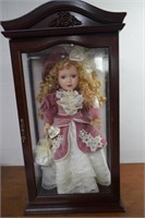 Brass Key,Porcelain Doll In Nice Glass Display