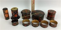 Mauchline Tartan Ware sewing notion boxes &