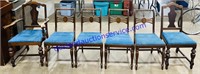 Lot of (6) Blue Padded Dining Chairs