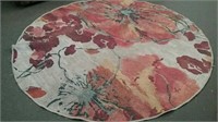 Round Floral Pattern Rug, Approx 71"