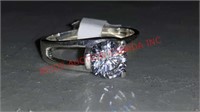 SILVER CUBIC ZIRCONIA RING STAMPED .925 SIZE 10