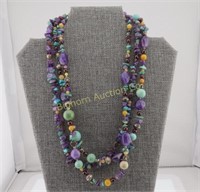 Multi-Stone 21" Necklace, Amethyst, Turquoise,