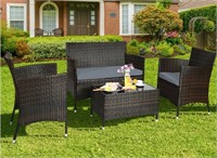 4 Pieces Patio Rattan Furniture Set