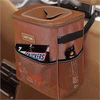 HOTOR Brown Car Trash Can with Adjustable Strap,
