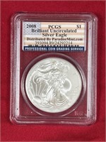 2008 1 oz silver PCGS Brilliant Uncirculated