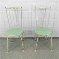 2x The Bid Metal Frame Wooden Seat Chairs